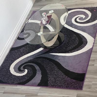 Modern Coffee Table & Purple Area Rug