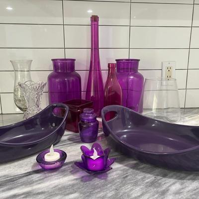 Purple And Crystal Vases