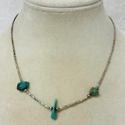 Liquid Silver and Turquoise Necklace