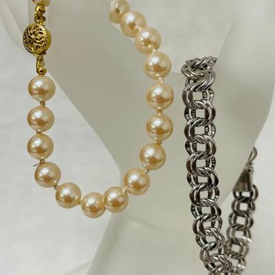 Vintage Sterling Silver and Pearl Bracelets