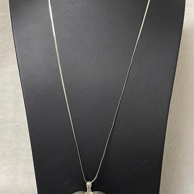 Italian Silver Chunky Heart Pendant Necklace