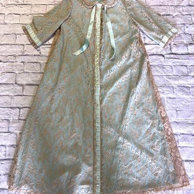 Vintage “Odette Barsa” Blue Gown with Lace Detailing
