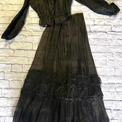 Vintage Brown Blouse & Skirt Set