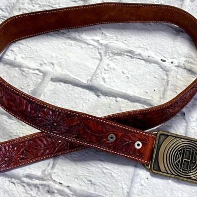 “GHK” Labeled Leather Belt