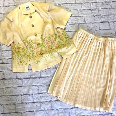 Vintage “Leslie Fay” Yellow Blouse & Skirt Set