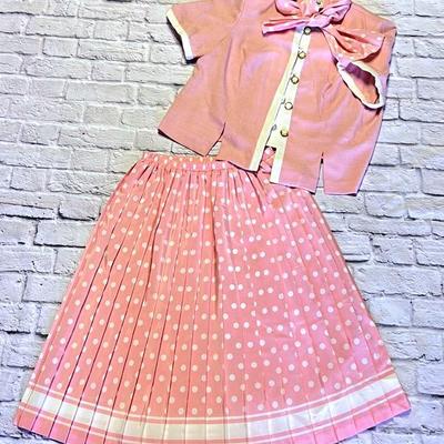 Vintage “Leslie Fay” Pink & White Polka Dot Set