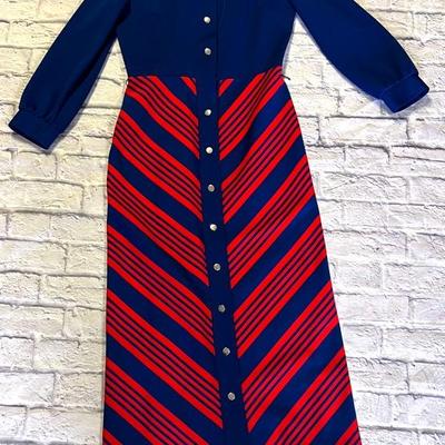 Vintage “James Kenrol” Blue and Red Dress