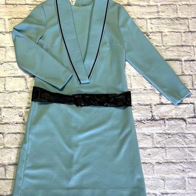 Vintage “Neusteter’s” Classy Light Blue Belted Dress