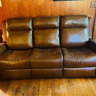 Sale Photo Thumbnail #9: Country Style Leather Electric Recliner with decorative scrolls and stitches