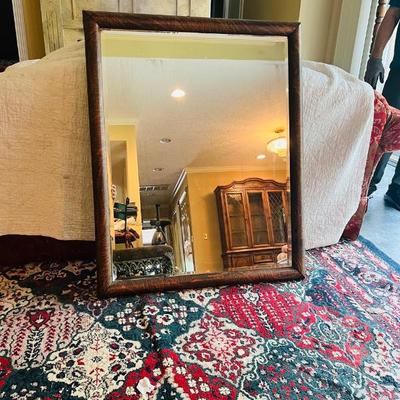 Antique Solid Tiger Oak Mirror 