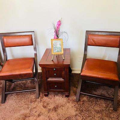 Sale Photo Thumbnail #14: Mid Century Folding Chairs with Vintage Leather Cushion