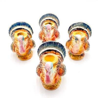 4 Napcoware Turkey Candlestick Holders, 1950s-60s