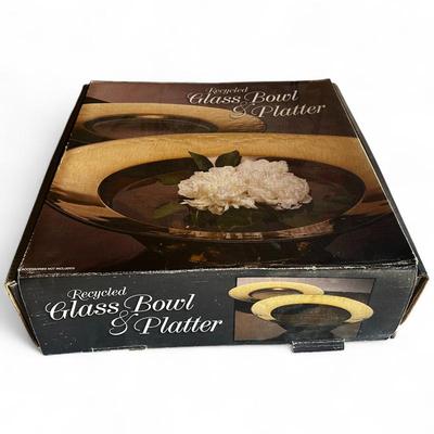 Recycled Glass Bowl & Platter Set