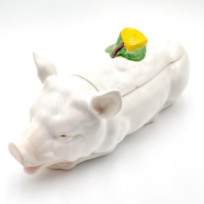 Vintage Italian Majolica Porcelain Pig Soup Tureen