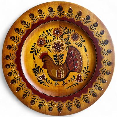 Hand-Painted Wooden Plate by Mary Anne, 1978