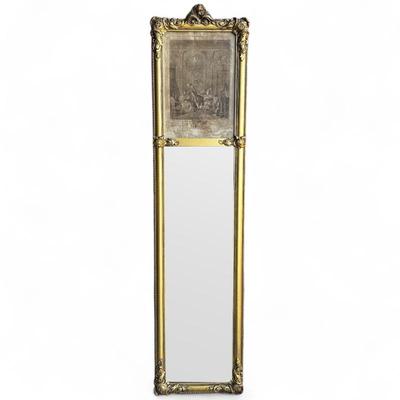 19th Century French Trumeau Style Mirror w/Engraving