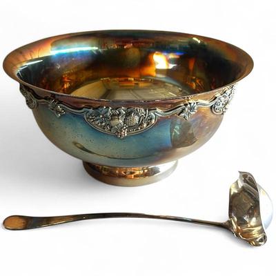 Silver-Plated Footed Bowl w/ Ladle