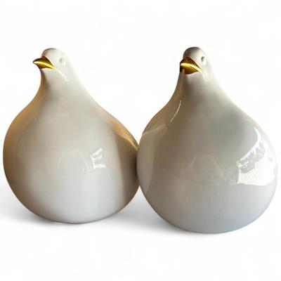 Ceramic Bird Figurines w/ Metallic Tails