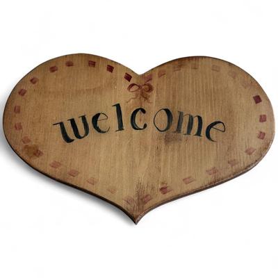 Heart-Shaped Wooden Welcome Sign