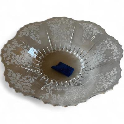 Fostoria Etched Panel Beaded Glass Bowl