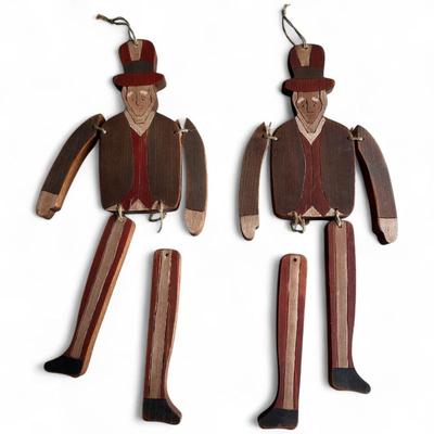Folk Art Hand-Carved Uncle Sam Figures