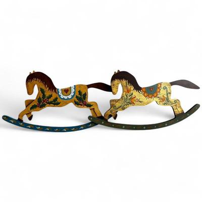 Signed Folk Art Wall Hanging Horses