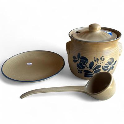 Pfaltzgraff Folk Art Soup Tureen Set w/ Ladle & Plate