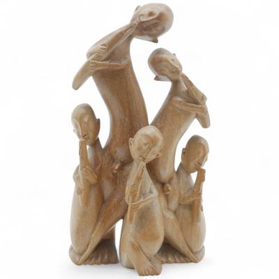 Hand-Carved Wooden Statue Group by Waru, Bali, Indonesia