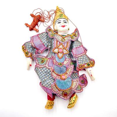 Vintage Thai Marionette Puppet w/ Handcrafted Wooden Head