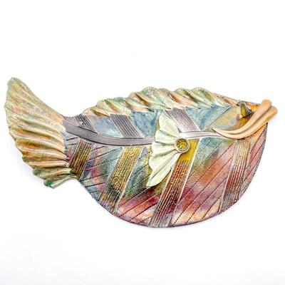 Leslie MacKenzie Signed Raku Pottery Hanging Fish