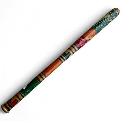 Vintage Mexican Folk Art Hand-Painted Wooden Bat