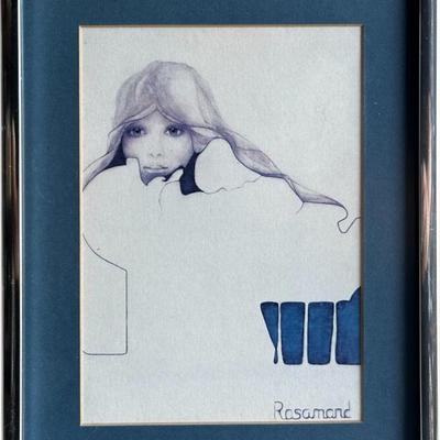 Vintage Christine Rosamond 'Blue Ice' Lithograph, Framed