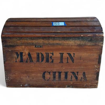 Vintage Wooden Shipping Crate w/ Hinged Lid