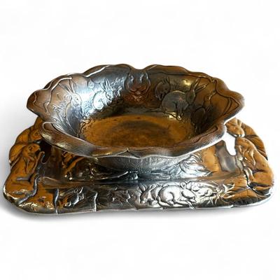 Arthur Court Vintage Rabbit Bunny Bowl and Platter, 1990s