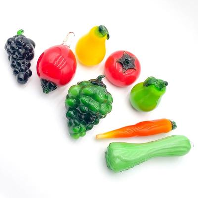 8 Hand-Blown Murano-Style Glass Fruits & Vegetables