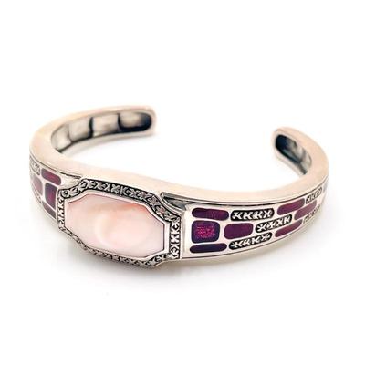 Pranda Design Ltd. Sterling Silver, Pink Mother of Pearl & Enamel Cuff Bracelet