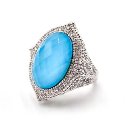Naomi India Sterling Silver Ring with Blue Doublet Stone