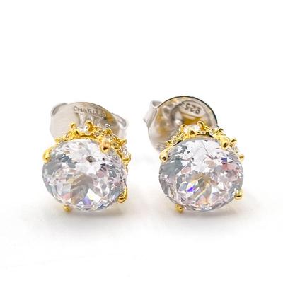 Charles W 925 Sterling CZ Stud Earrings with Gold Accents