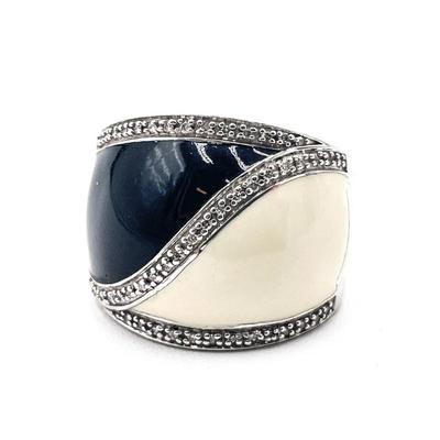 925 JWBR India Ring with Blue and White Enamel Size 8