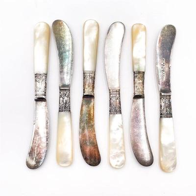 Set of Six Antique Landers Frary & Clark Sterling Butter Knives
