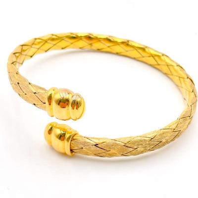 Gold-Plated 925 Sterling Silver Open Cuff Bracelet