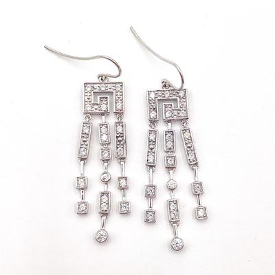 925 Sterling Silver Chandelier Earrings with CZ Accents