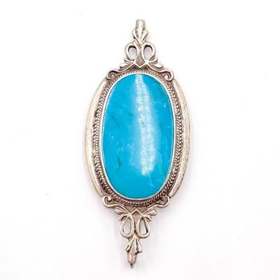 Sterling Silver Oval Turquoise Brooch/Pendant