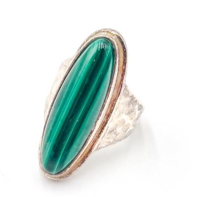 925 Sterling Silver Ring with Malachite Stone Size 7