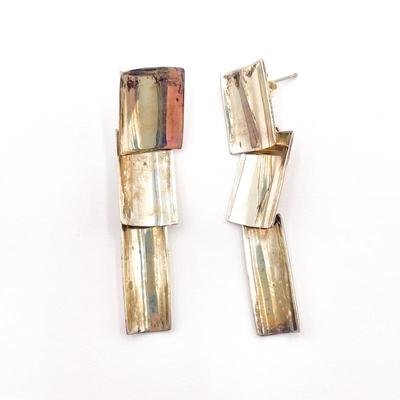 ATI 925 Sterling Silver Segmented Drop Earrings