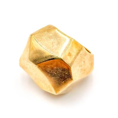 925 Italy Gold-Tone Geometric Ring Size 6.5