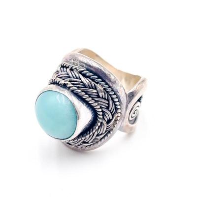 Sterling Silver Ring with Blue Stone Size 6.5