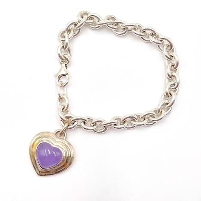 CNA 925 Sterling Silver Chain Bracelet with Chalcedony Amulet