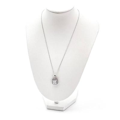 925 Sterling Silver Necklace with Square-Cut Pendant