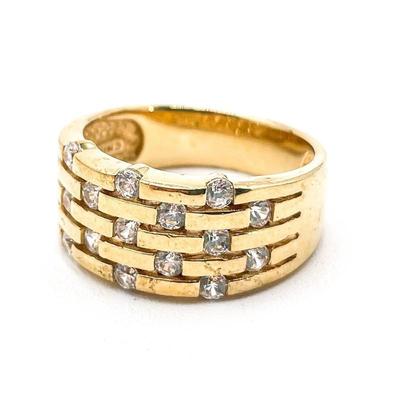 Sterling Silver Gold-Plated Ring with CZ Accents Size 7.5